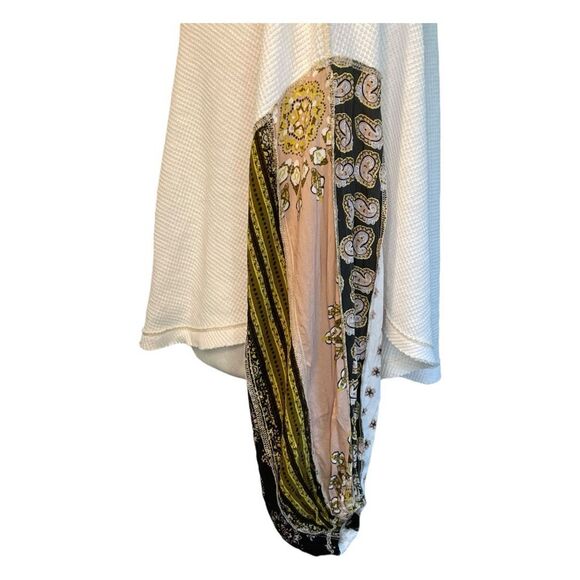 Free People We The Free Blossom Top Cream Pink Brown Thermal Floral Long Sleeves - Picture 5 of 9